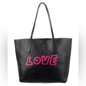 Keith Haring x Coach Black Leather "LOVE" Tote